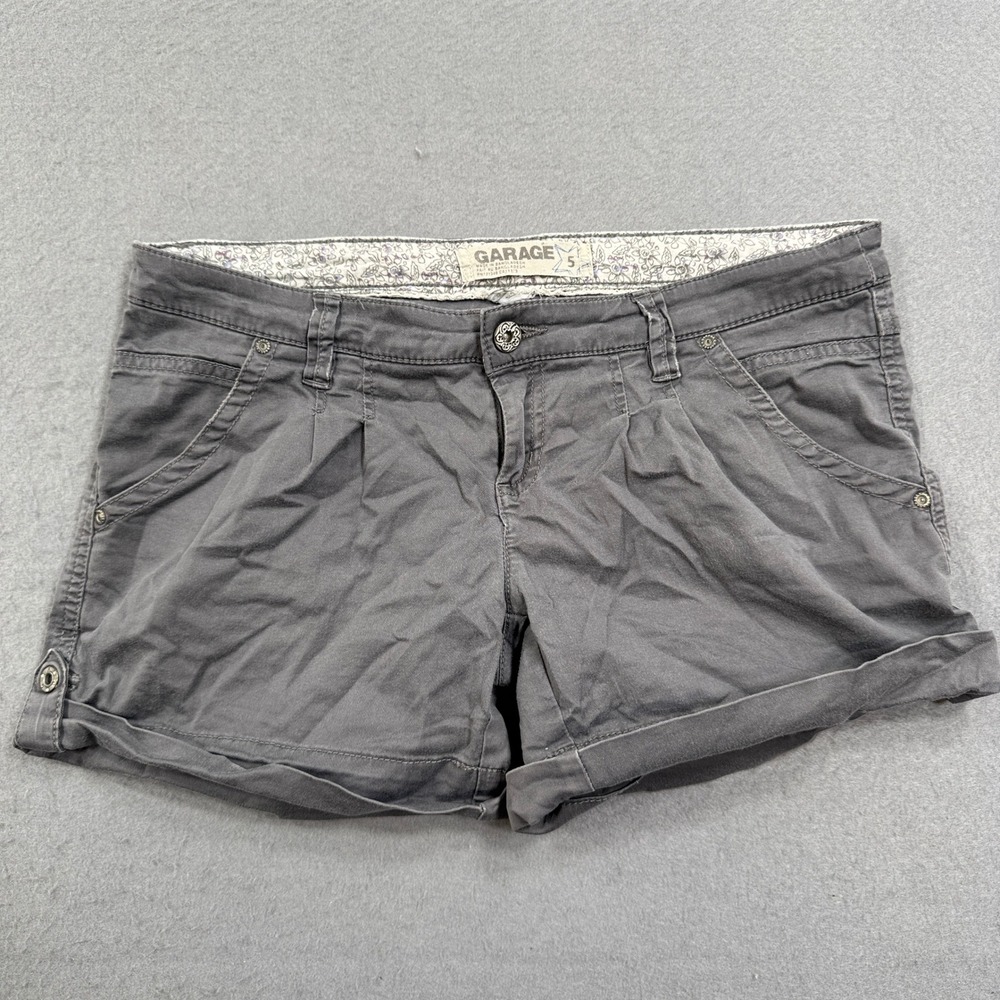 Garage Shorts Womens 5 Gray Relaxed Fit Cotton Cuffed Low Rise Y2K Streetwear
